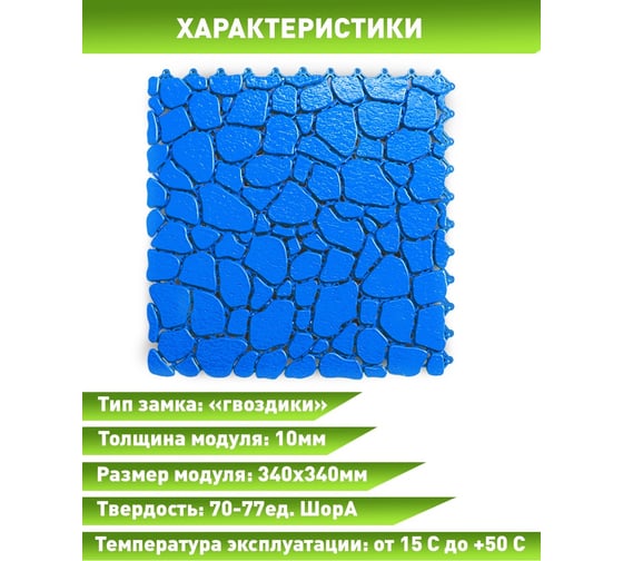 Антискользящий модульный коврик для ванной ПластФактор Sensor Aqua Stone, набор из 12 модулей, цвет синий 4630027113030