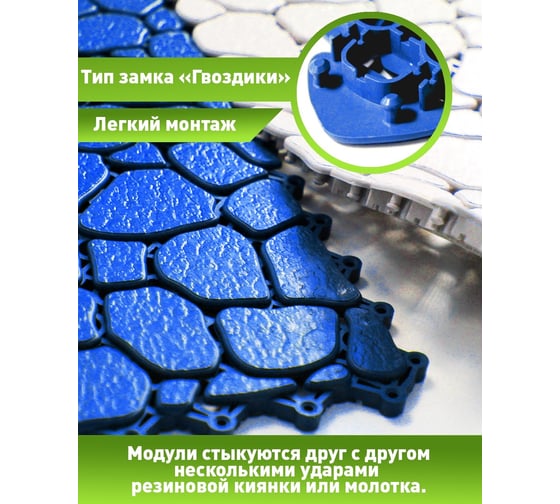 Антискользящий модульный коврик для ванной ПластФактор Sensor Aqua Stone, набор из 12 модулей, цвет синий 4630027113030