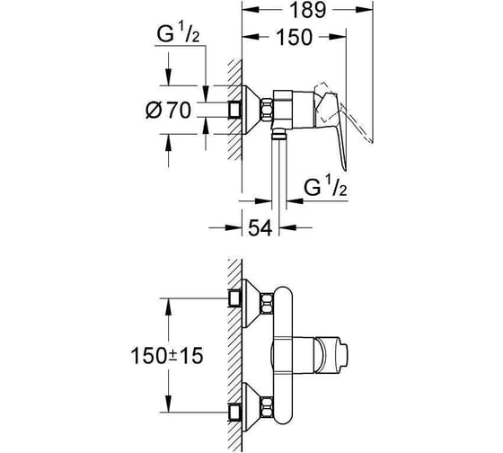 Смеситель для душа GROHE BauEdge хром 23333000 00000057192