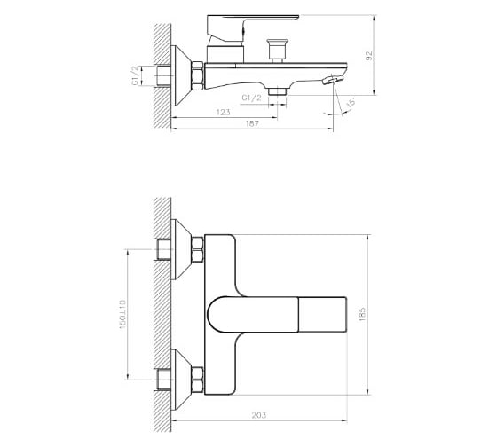 Смеситель для ванны MIXLINE 35k ML26-01 550760