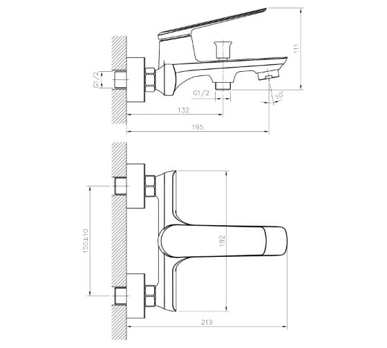 Смеситель для ванны MIXLINE 35k ML25-01 550755
