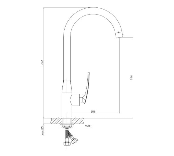 Смеситель для кухни MIXLINE 30k ML21-032 высокий излив боковая ручка 550742
