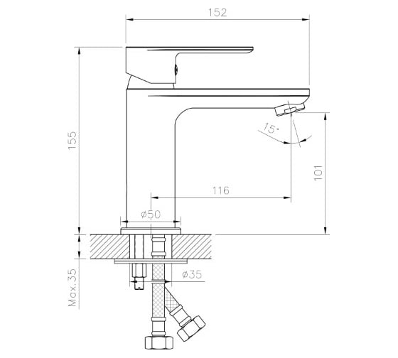 Смеситель для умывальника MIXLINE 35k ML26-04 550757