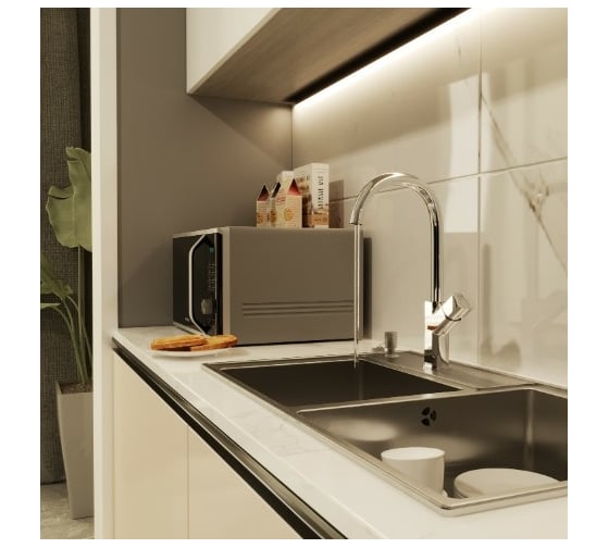 Смеситель для кухни MIXLINE 25k ML27-032 высокий излив боковая ручка 550766