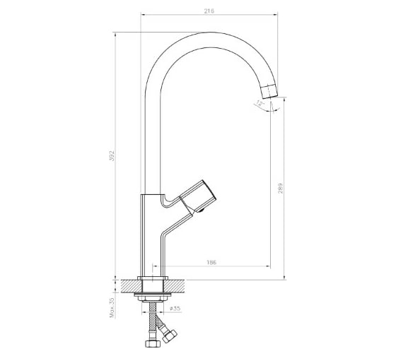 Смеситель для кухни MIXLINE 25k ML27-032 высокий излив боковая ручка 550766