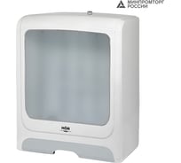 Диспенсер для бумажных полотенец hor t1 бизнес корпус белый, верхнее стекло полупрозрачное матовое, нижние стекла серый abs-пластик, универсальная система сложения (z(c) / v(zz)) HOR-11111614