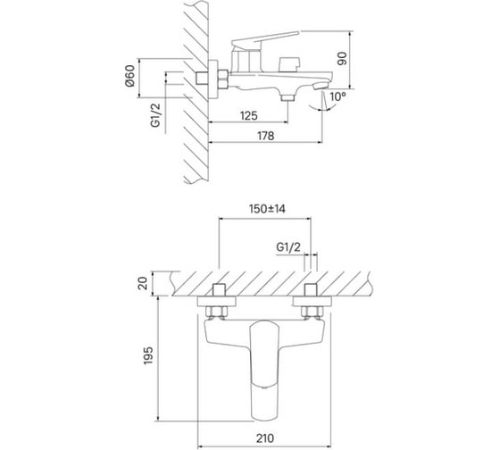 Смеситель для ванны IDDIS Esper ESPSB00i02WA