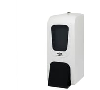 Дозатор для жидкого мыла hor X7 нажимной 0,7л БИЗНЕС, корпус белый, стекла и кнопка прозрачные черные HOR-31113303