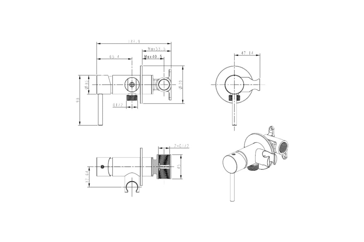 Встраиваемый гигиенический душ BRONZE DE LUXE SCANDI бронза 701BR ...