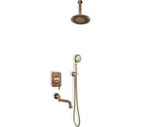 Комплект для душа встраиваемый с изливом лейка с потолка (душ ДВОЙНОЙ ЦВЕТОК) ВИНДЗОР Bronze de Luxe 10137/1DF
