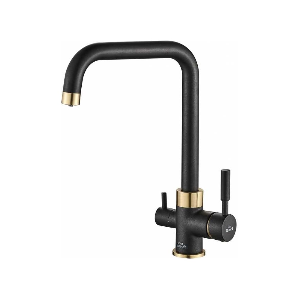 Смеситель ZorG Steel Hammer черный металл/бронза SH 715 BLACK BR ...