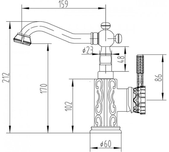 Смеситель ZorG Antic серебро A 114U-SL