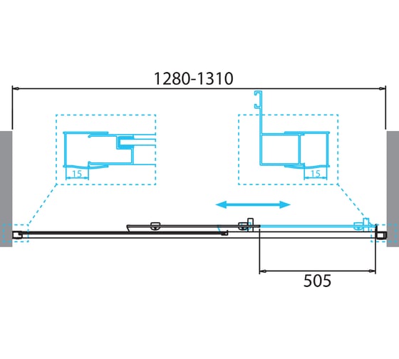 Душевая дверь BelBagno DUE-BF-1-130-C-Cr