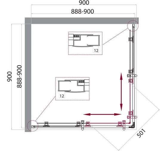 Душевой уголок BelBagno UNO-195-A-2-90-P-NERO