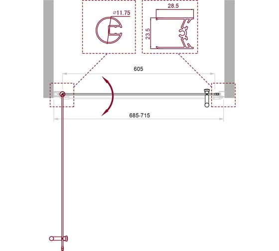 Душевая дверь BelBagno UNO-B-1-70-CH-Cr