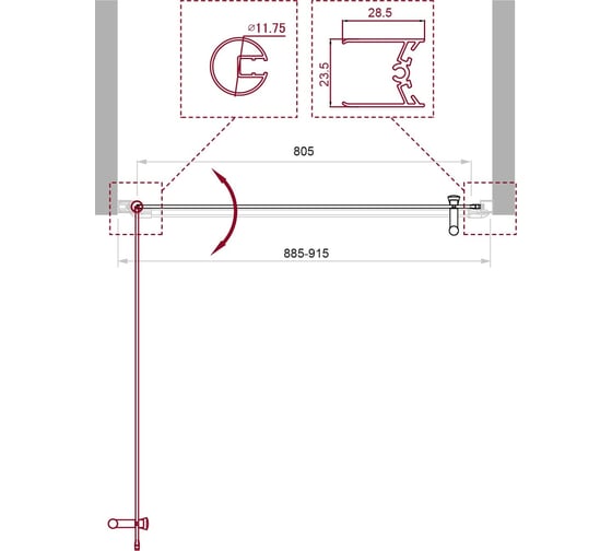 Душевая дверь BelBagno UNO-B-1-90-CH-Cr