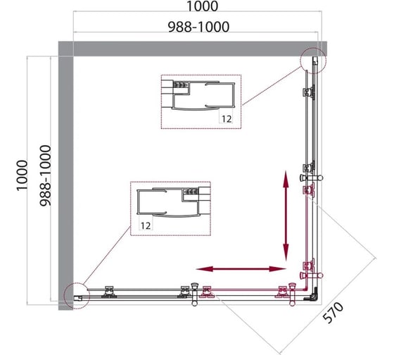 Душевой уголок BelBagno UNO-195-A-2-100-CH-CR