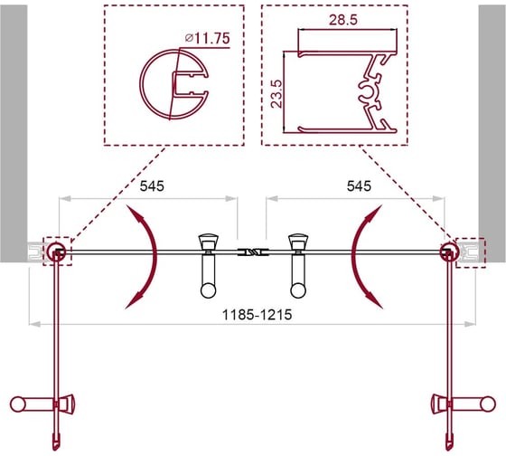 Душевая дверь BelBagno UNO-B-2-120-CH-Cr