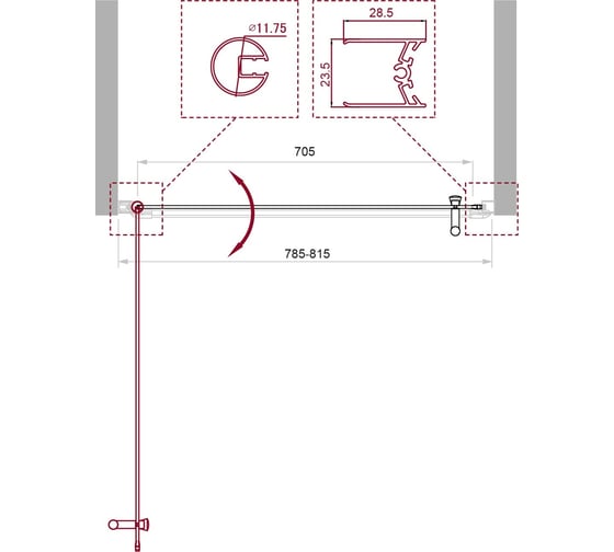 Душевая дверь BelBagno UNO-B-1-80-CH-Cr