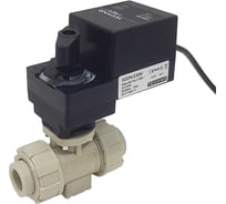 Двухходовой шаровой кран TECHNO 2015PP-04DF/230V DN15 из полипропилена, с электроприводом 4Нм, 220В, управление открыто/закрыто 652215