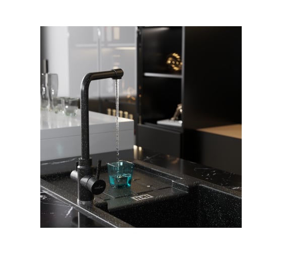 Смеситель для кухни MIXLINE ML-GS13 картридж 35 мм, 308 черный, с выходом для питьевого фильтра 550667