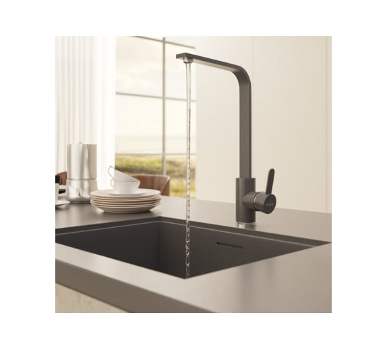 Смеситель для кухни MIXLINE ML-GS14 картридж 35 мм, 342 графит, высокий излив 550685