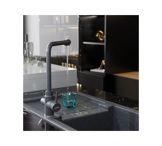 Смеситель для кухни MIXLINE ML-GS13 картридж 35 мм, 309 темно-серый, с выходом для питьевого фильтра 550668