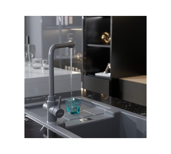 Смеситель для кухни MIXLINE ML-GS13 картридж 35 мм, 342 графит, с выходом для питьевого фильтра 550673
