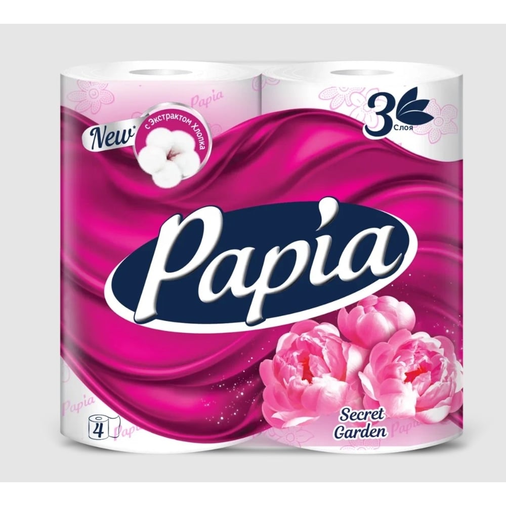 Туалетная бумага PAPIA SECRET GARDEN 3 слоя, 4 рулона 1015031388 ...