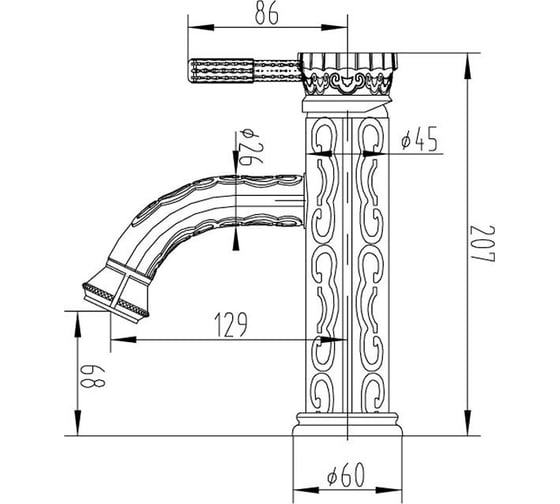 Смеситель ZorG Antic серебро A 115U-SL