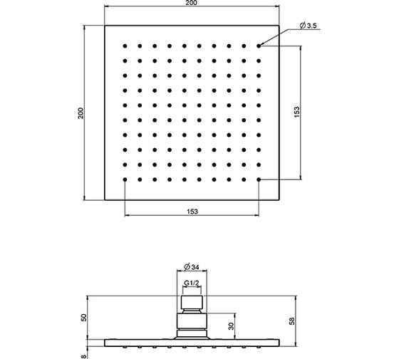 Верхний душ FIMA CARLO FRATTINI WELLNESS 200x200, хром F2620/2CR