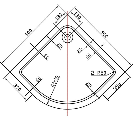 Акриловый поддон для душа VINCEA 900x900x135, сифон Ф90 с гидрозатвором VST-2AQ-9090