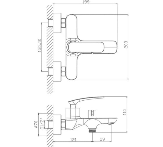 Смеситель для ванны Haiba HB60616 00302779