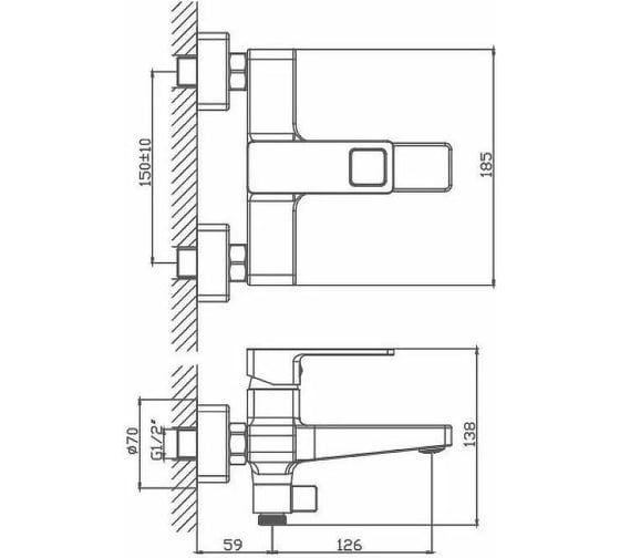Смеситель для ванны Haiba хром HB60615 00304553