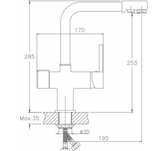Смеситель для кухни Haiba HB70088-5, сатин 00298313