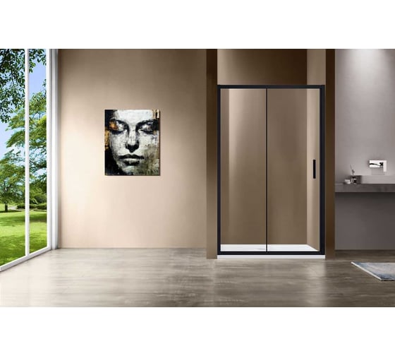 Душевая дверь VINCEA Garda 1200, черный, стекло прозрачное VDS-1G120CLB