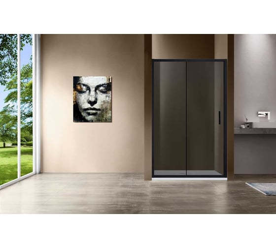 Душевая дверь VINCEA Garda 1200, черный, стекло тонированное VDS-1G120CGB