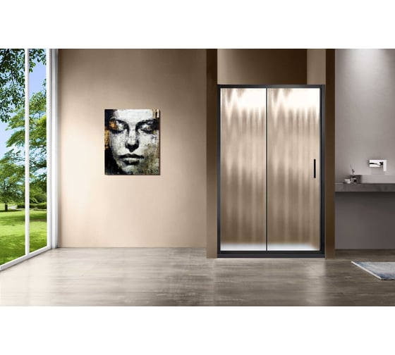 Душевая дверь VINCEA Garda 1200, черный, стекло шиншилла VDS-1G120CHB