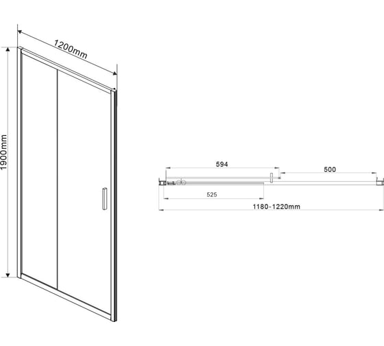 Душевая дверь VINCEA Garda 1200, черный, стекло шиншилла VDS-1G120CHB