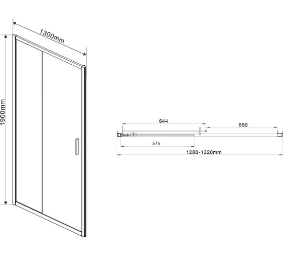 Душевая дверь VINCEA Garda 1300, черный, стекло прозрачное VDS-1G130CLB