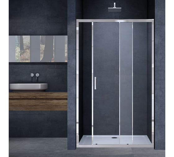 Душевая дверь VINCEA Alpha 1200, хром, стекло прозрачное VDS-3AL120CL 1