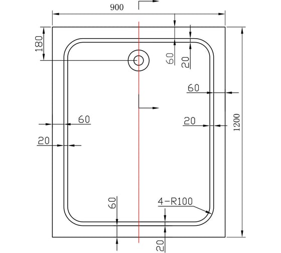 Акриловый поддон для душа VINCEA 1200x900x135, сифон Ф90 с гидрозатвором VST-2AR-9012