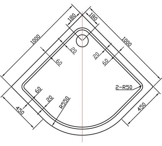 Акриловый поддон для душа VINCEA 1000x1000x135, сифон Ф90 с гидрозатвором VST-2AQ-1010