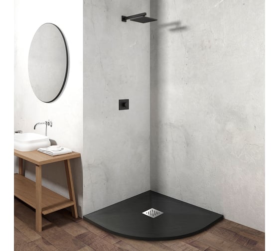 Поддон для душа VINCEA из искусственного камня, 900x900x25, антрацит VST-4SQ9090A