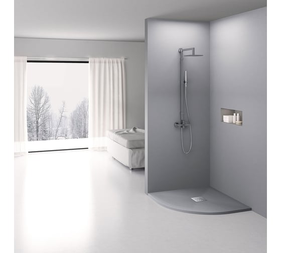 Поддон для душа VINCEA из искусственного камня, 900x900x25, серый VST-4SQ9090G