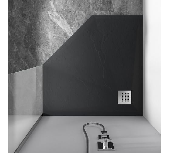 Поддон для душа VINCEA из искусственного камня, 1000x1000x25, антрацит VST-4SP1010A