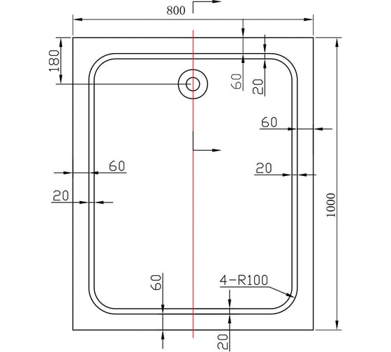 Акриловый поддон для душа VINCEA 1000x800x135, сифон Ф90 с гидрозатвором VST-2AR-8010
