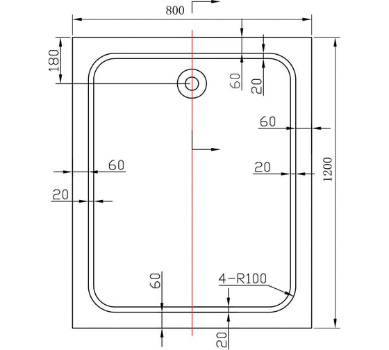 Акриловый поддон для душа VINCEA 1200x800x135, сифон Ф90 с гидрозатвором VST-2AR-8012