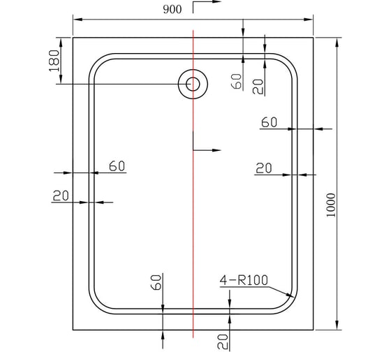 Акриловый поддон для душа VINCEA 1000x900x135, сифон Ф90 с гидрозатвором VST-2AR-9010