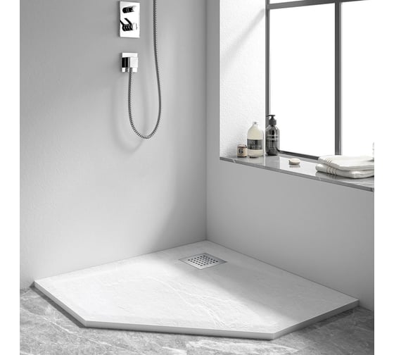 Поддон для душа VINCEA из искусственного камня, 1000x1000x25, белый матовый VST-4SP1010W